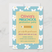 Colorful Floral Photo Preschool Graduation Party 招待状 (正面)