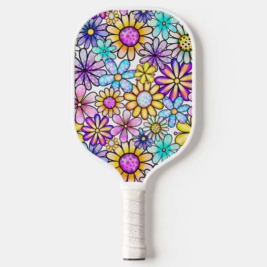 Colorful Floral Pickleball Paddle ピックルボールラケット (正面)