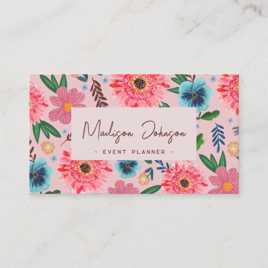 Colorful Floral Professional Event Planner 名刺 (正面)