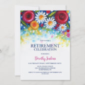 Colorful Floral Retirement Party 招待状 (正面)