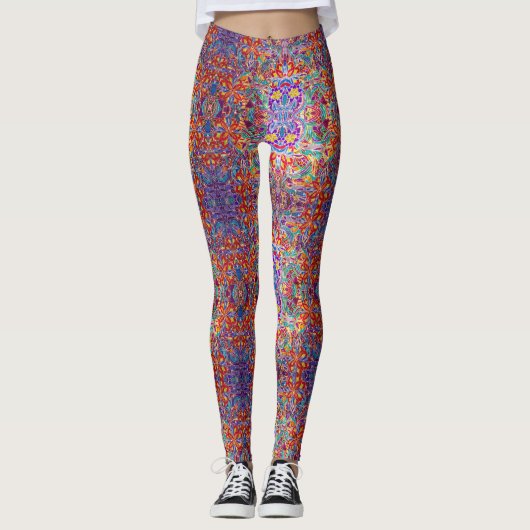 Colorful Floral Sands Pattern Leggings レギンス (正面)