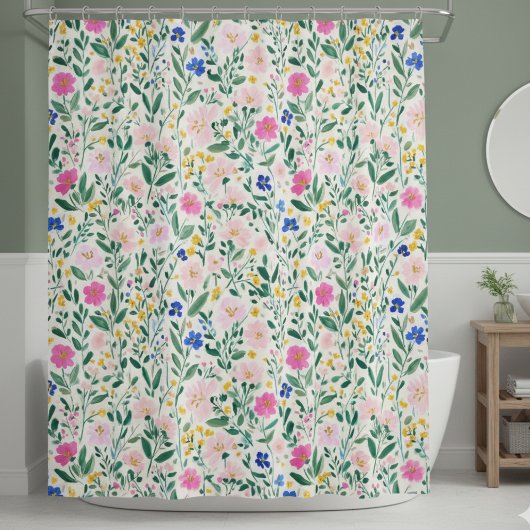 Colorful Floral Shower Curtain シャワーカーテン