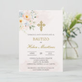 Colorful floral Spanish baptism 招待状 (スタンド正面)