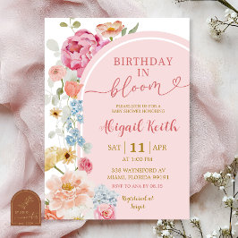 Colorful Floral Spring Baby in Bloom Invitation 招待状