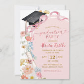 Colorful Floral Spring Graduation Party Invitation 招待状 (正面)
