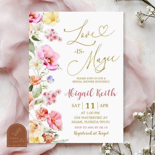 Colorful Floral Spring Love is Magic Invitation 招待状
