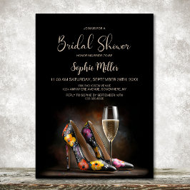 Colorful Floral Stiletto Shoes Bridal Shower 招待状