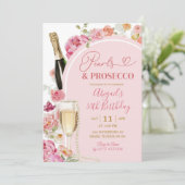 Colorful Floral Summer Pearls and prosecco Birthda 招待状 (スタンド正面)