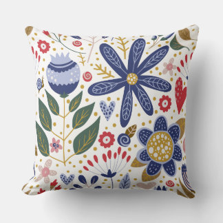 Colorful Floral Throw Pillow – Double-Sided クッション