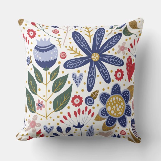 Colorful Floral Throw Pillow – Double-Sided クッション (正面)