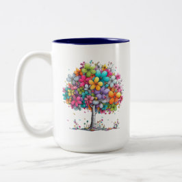 Colorful Floral Tree  – Vibrant Botanical Art ツートーンマグカップ