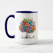 Colorful Floral Tree  – Vibrant Botanical Art マグカップ (左)