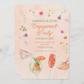 Colorful Floral Watercolor Engagement Party 招待状 (正面/裏面)