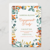 Colorful Floral Watercolor Engagement Party 招待状 (正面/裏面)