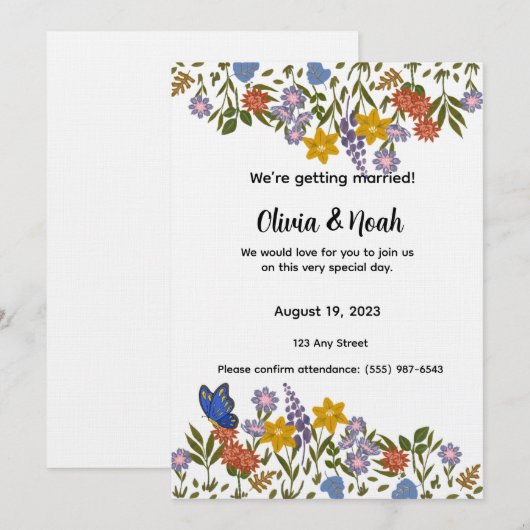 Colorful Floral Wedding Invitation 招待状 (正面/裏面)