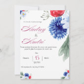Colorful Floral Wedding Invitation | Elegant Roman 招待状 (正面)