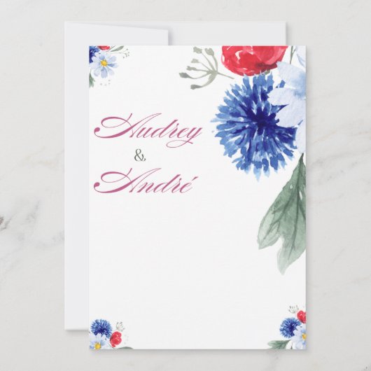Colorful Floral Wedding Invitation | Elegant Roman 招待状 (裏面)