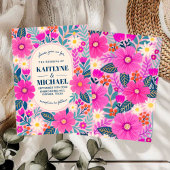 Colorful Floral Wedding Invitation Pink Botanical 招待状