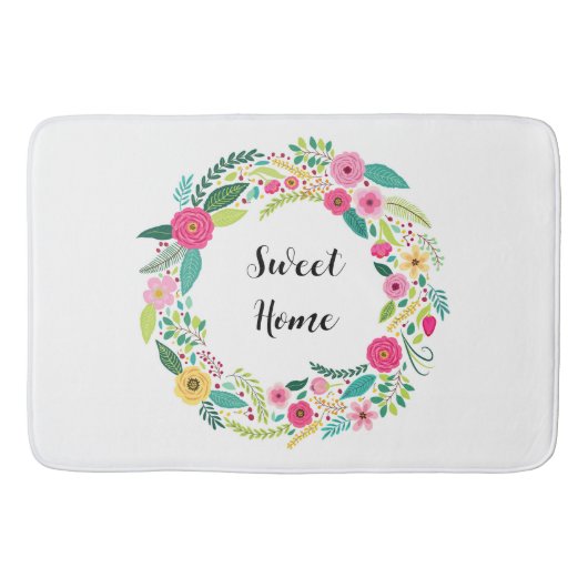 Colorful Floral Wreath バスマット (正面)