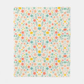 Colorful Floral Yellow Orange Blue Daisy フリースブランケット (正面)