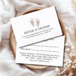 Colorful Flower Baby Footprint Logo White 紹介カード