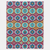 Colorful Flower Circles Bohemian フリースブランケット (正面)