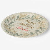 Colorful Flower Design Birthday Plate ペーパープレート (アングル)