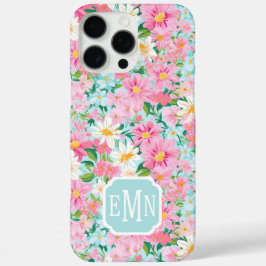 Colorful Flower Garden Monogrammed iPhone 16 Pro Maxケース