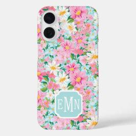 Colorful Flower Garden Monogrammed iPhone 16ケース