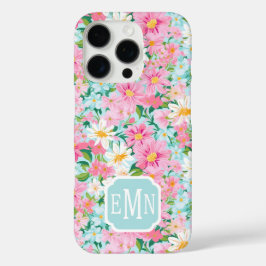 Colorful Flower Garden Monogrammed iPhone 16 Proケース