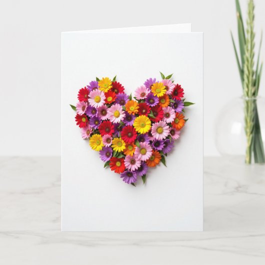 Colorful Flower Heart Love Card カード (正面)