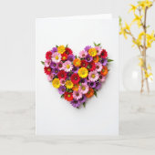 Colorful Flower Heart Love Card カード (黄色い花)