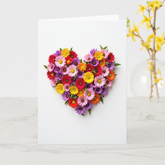 Colorful Flower Heart Love Card カード (黄色い花)