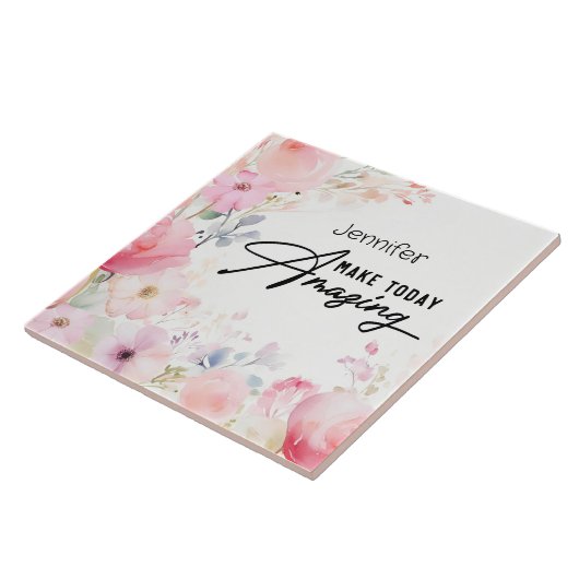 Colorful Flower Inspirational Ceramic Tile タイル (側面)