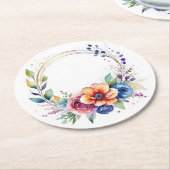 Colorful Flower Paper Coaster ラウンドペーパーコースター (アングル)