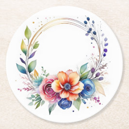 Colorful Flower Paper Coaster ラウンドペーパーコースター