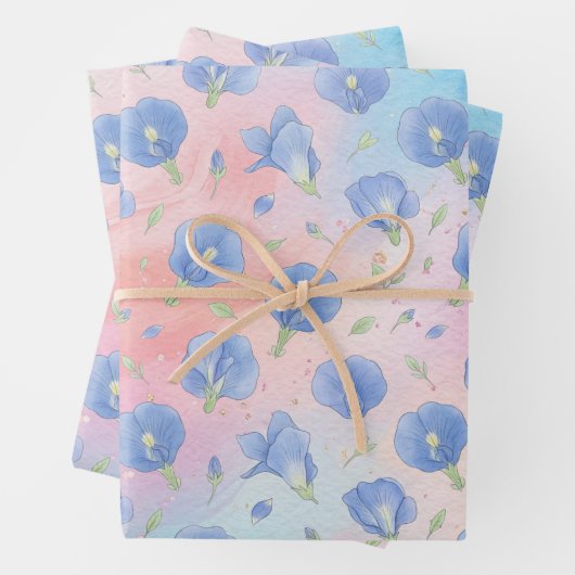 Colorful Flower Pattern Wrapping Paper ラッピングペーパーシート (インサイチュ)