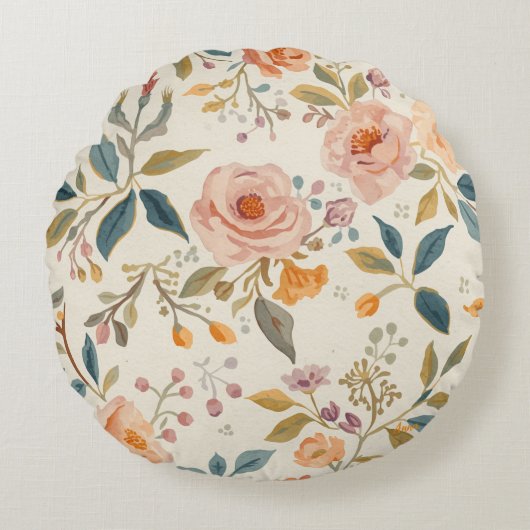 Colorful Flower Shape Throw Pillow Case ラウンドクッション (正面)