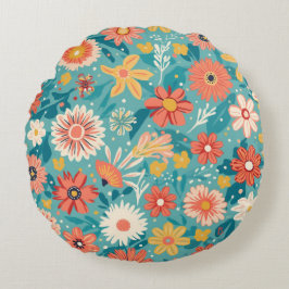 Colorful Flower Shape Throw Pillow Case ラウンドクッション