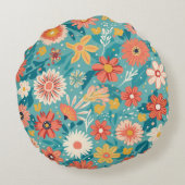 Colorful Flower Shape Throw Pillow Case ラウンドクッション (裏面)