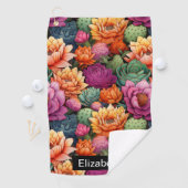 Colorful Flowering Cactus Personalized ゴルフタオル (インサイチュ)
