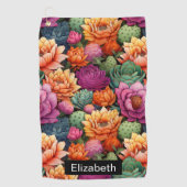 Colorful Flowering Cactus Personalized ゴルフタオル (正面)