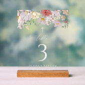 Colorful Flowers, Boho, Baptism Table Numbers アクリルサイン (ニュートラル)
