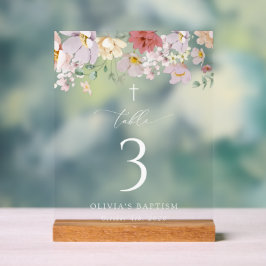 Colorful Flowers, Boho, Baptism Table Numbers アクリルサイン