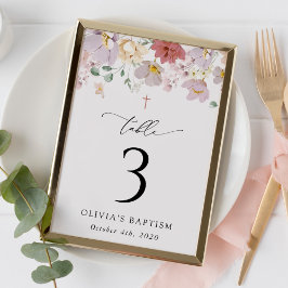 Colorful Flowers, Boho, Baptism Table Numbers テーブルナンバー
