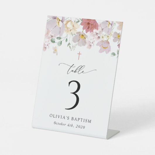 Colorful Flowers, Boho, Baptism Table Numbers 台座サイン (正面)