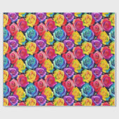 Colorful flowers, bright watercolor roses print ラッピングペーパー (フラット)