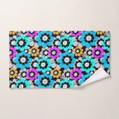 Colorful flowers daisies Blue Turquoise Purple バスタオルセット (ハンドタオル)