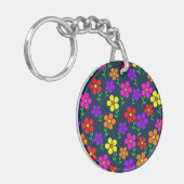 Colorful Flowers Floral Pattern キーホルダー (正面左)