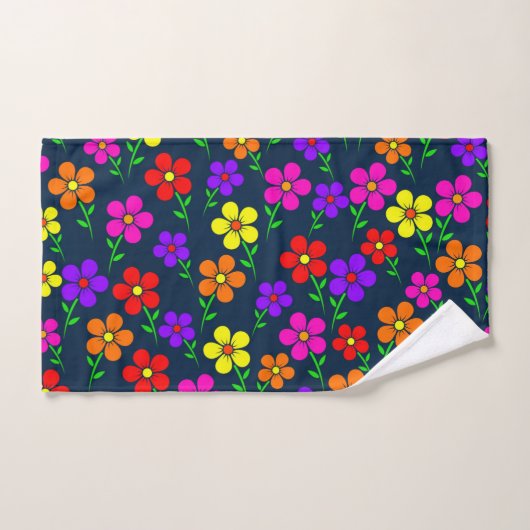 Colorful Flowers Floral Pattern ハンドタオル (ハンドタオル)